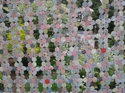 Another view of Vintage Handmade Yo-Yo Quilt